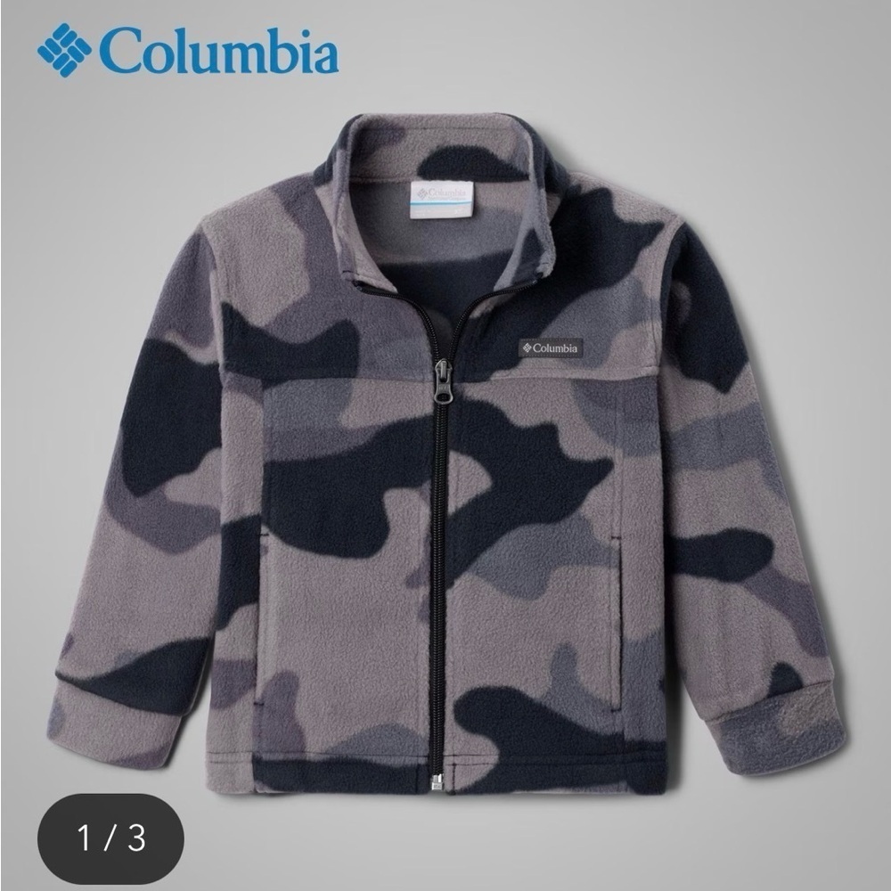 Columbia Toddler Zing III Gray and Black Camouflage Fleece Jacket Size 2T